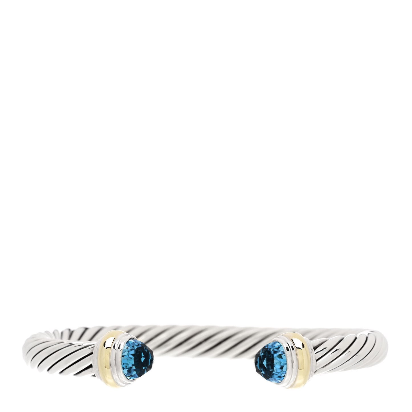 Sterling Silver 14K Yellow Gold Blue Topaz 7mm Cable Classics Bracelet