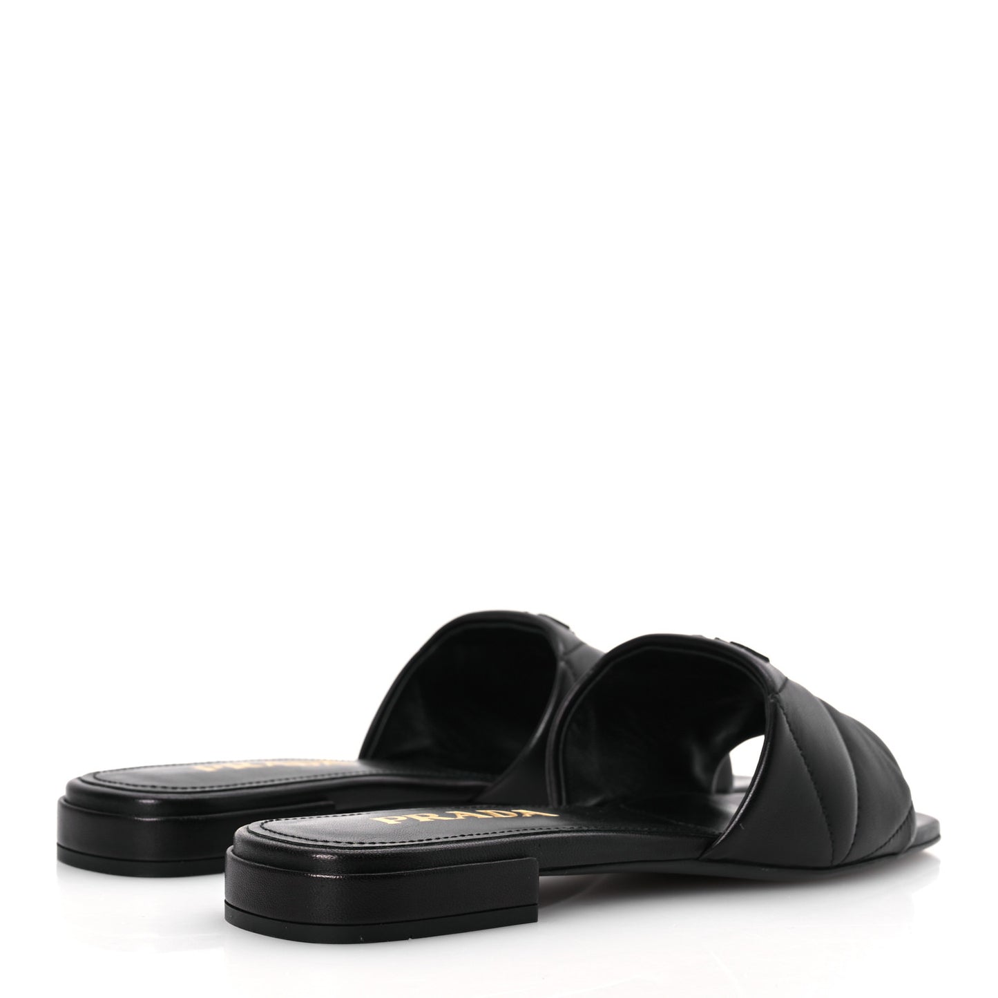 Nappa Logo Quilted 10mm Slide Sandals 36.5 Black