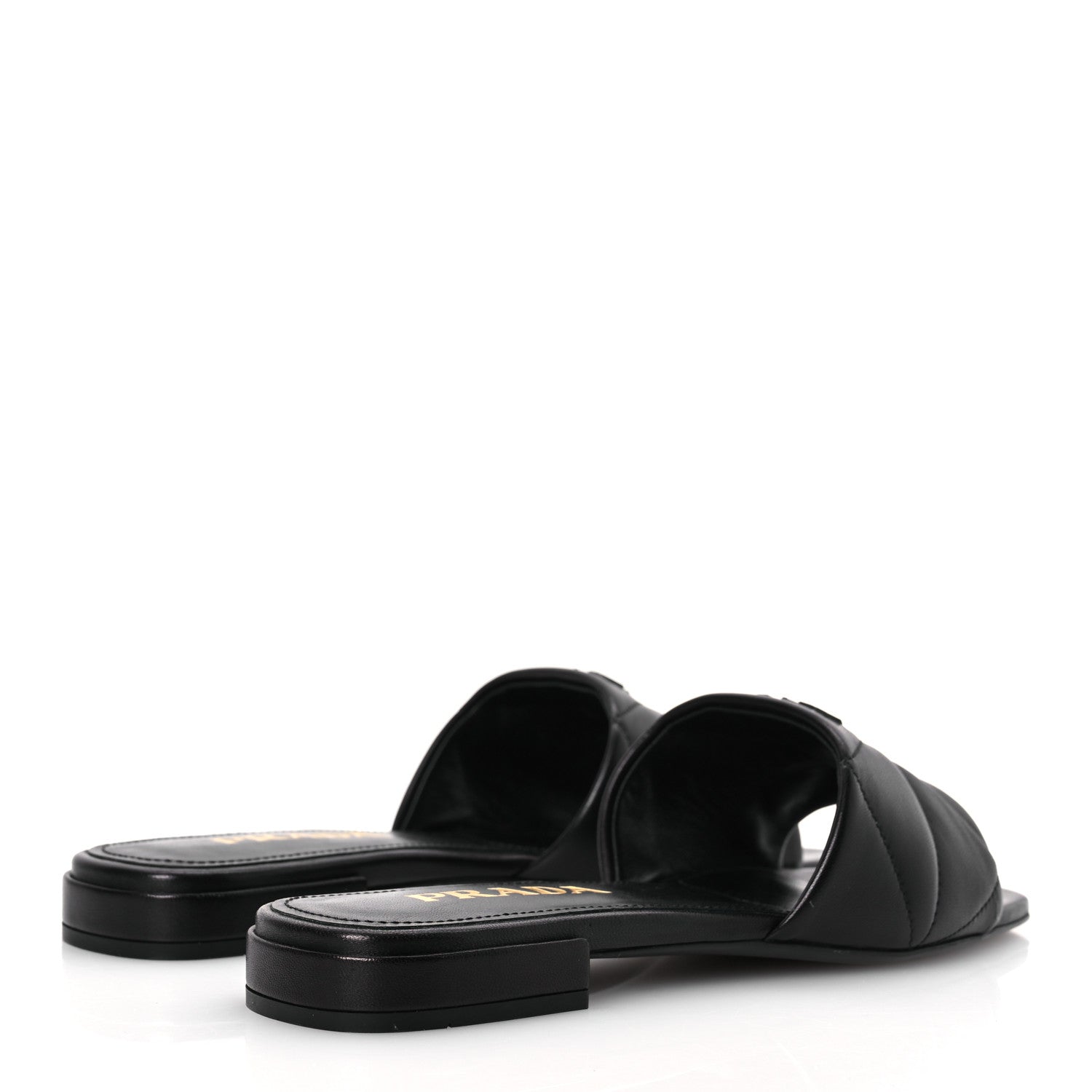Prada Nappa Logo Quilted 10mm Slide Sandals 36.5 Black 5 of 10