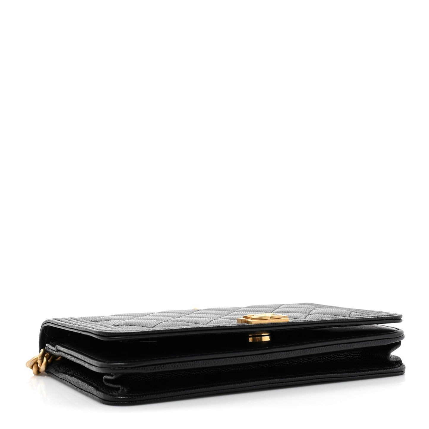 Caviar Quilted Boy Clutch With Chain Black