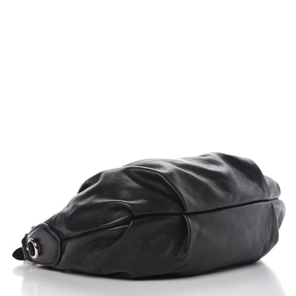 Prada Soft Calf Pleated Hobo Black 4 of 7