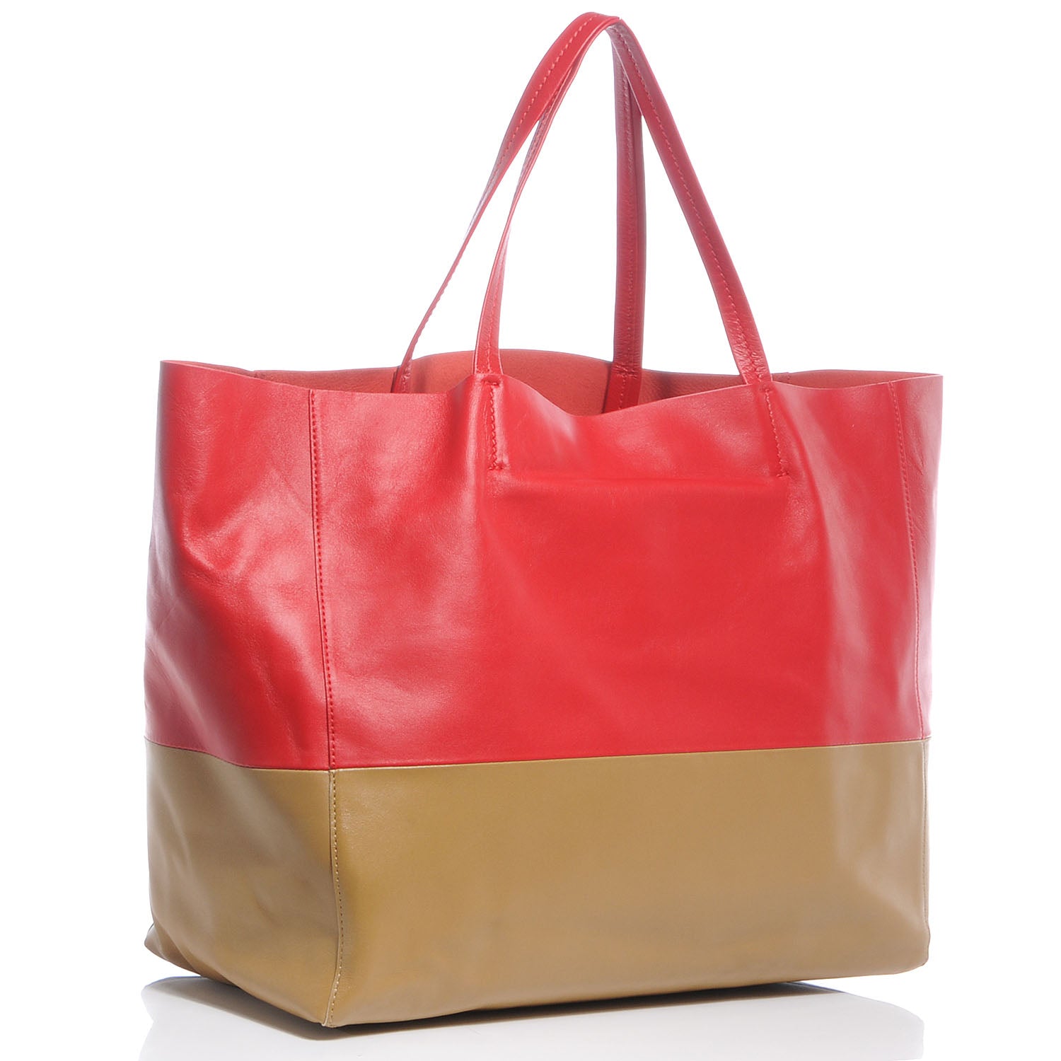Celine Leather Horizontal Bi-Cabas Red Camel 3 of 8