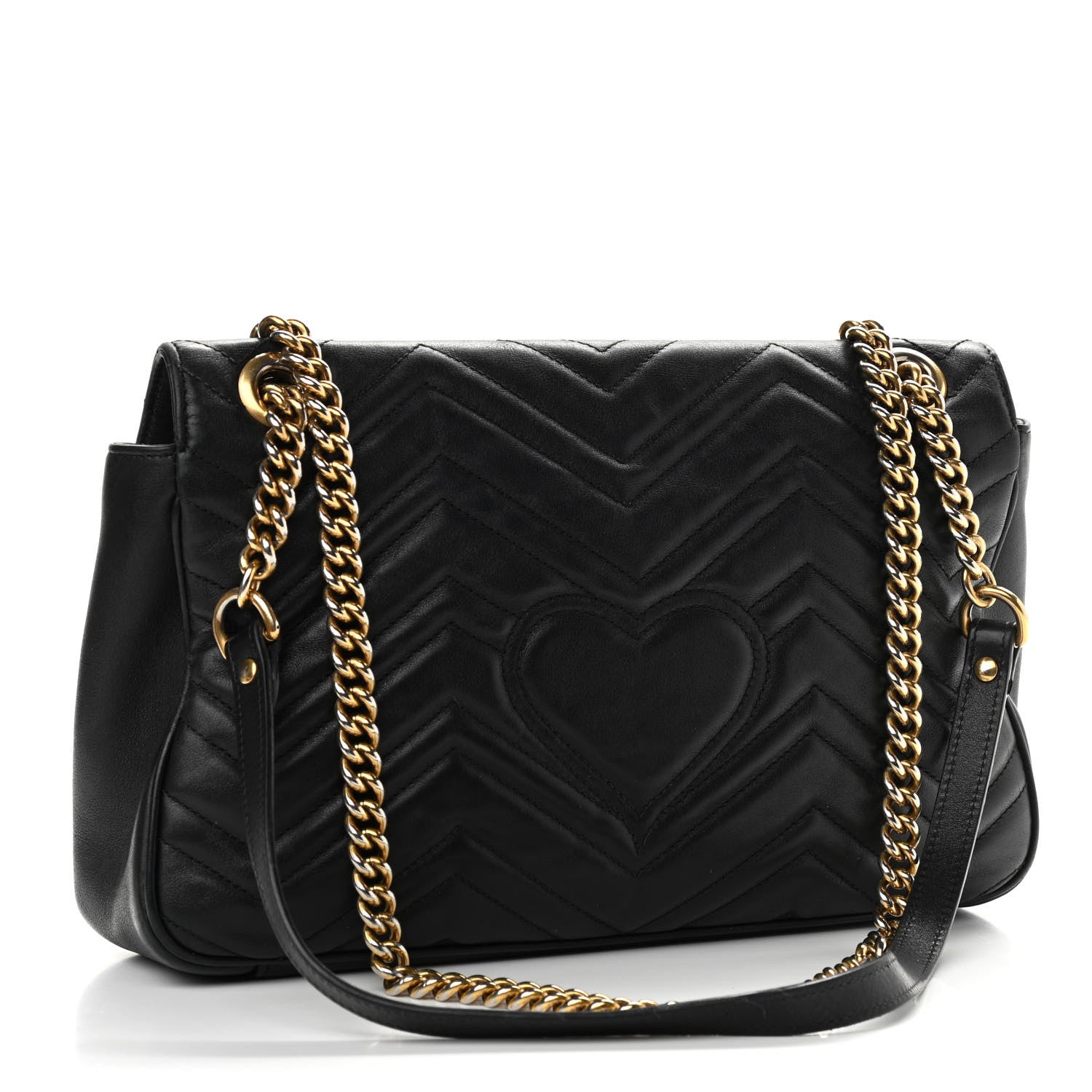Gucci Calfskin Matelasse Medium GG Marmont Shoulder Bag Black 3 of 16