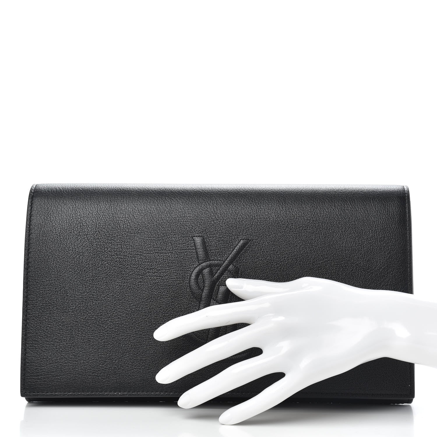 Saint Laurent Calfskin Monogram Large Belle De Jour Clutch Black 2 of 9