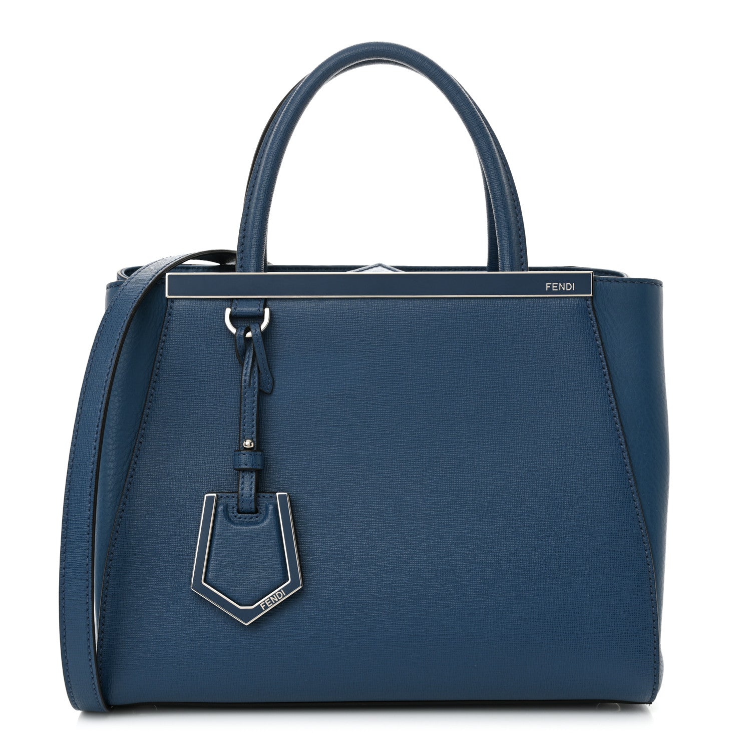 Fendi Vitello Elite Petite 2Jours Tote Blue Cobalto 1 of 9