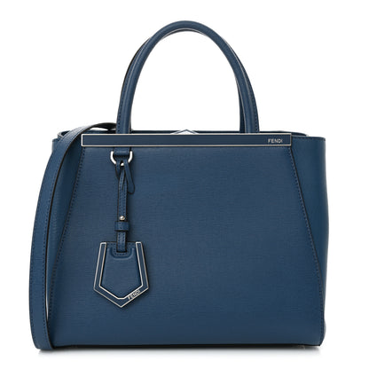 Fendi Vitello Elite Petite 2Jours Tote Blue Cobalto 1 of 9