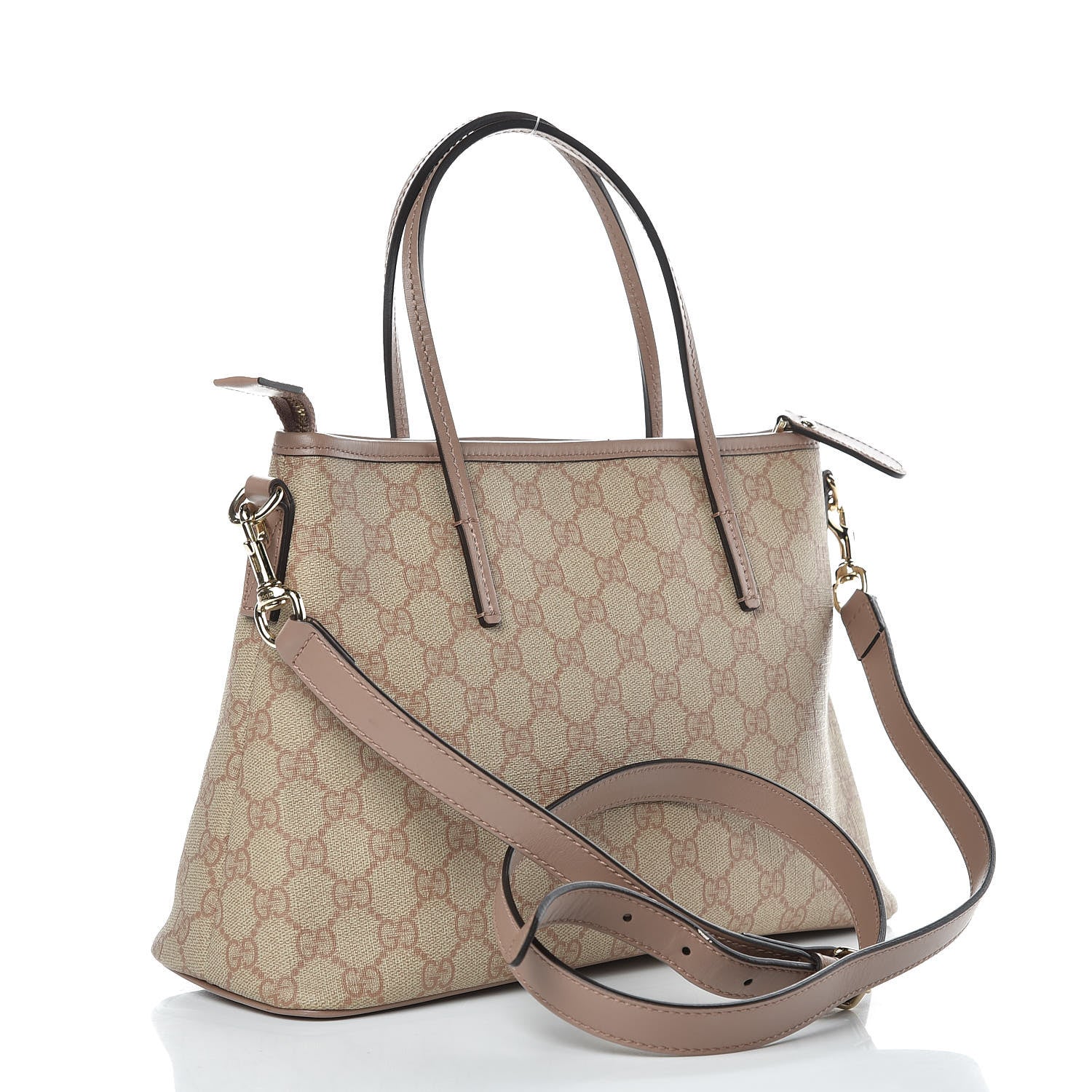 Gucci GG Supreme Monogram Small Zippered Tote Pink 3 of 11