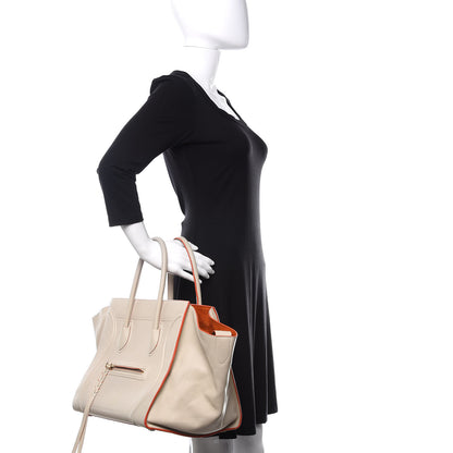 Celine Smooth Calfskin Medium Phantom Luggage Chalk Orange Trim 3 of 13