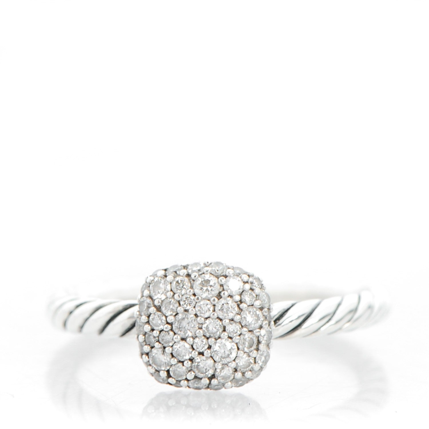 David Yurman Sterling Silver Pave Diamond 8mm Petite Pave Ring 53 6.5 1 of 5