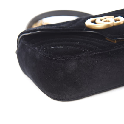 Gucci Velvet Matelasse Mini GG Marmont Shoulder Bag Black 8 of 11