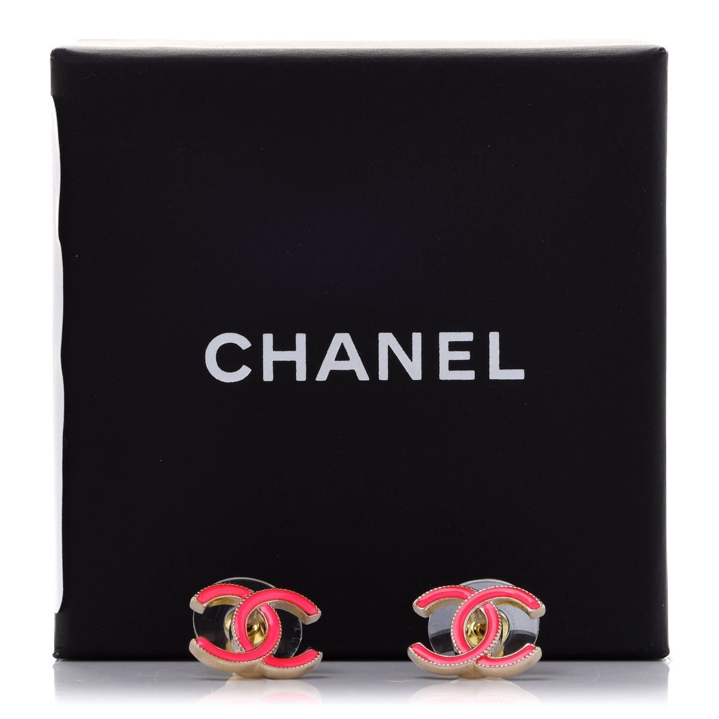 Enamel CC Earrings Pink Gold