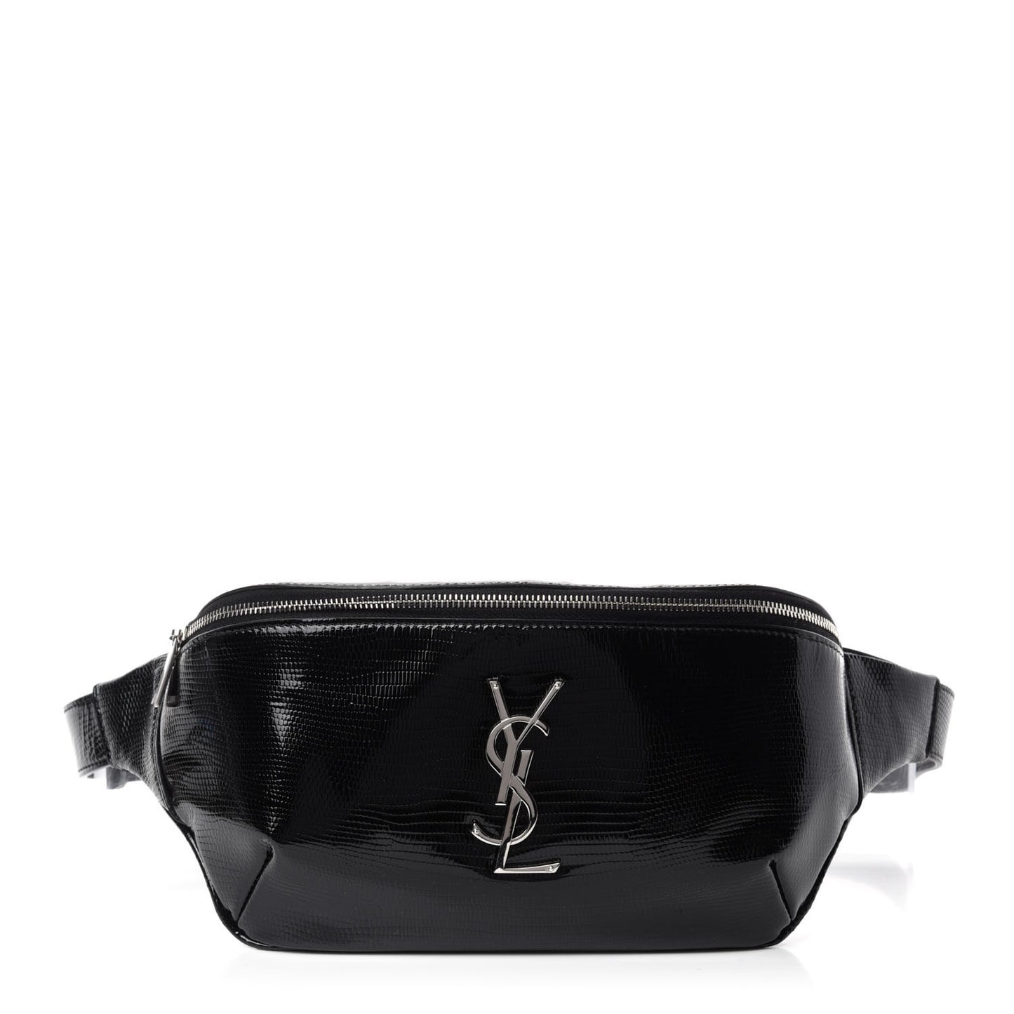 Lizard Embossed Calfskin Belt Bag Black