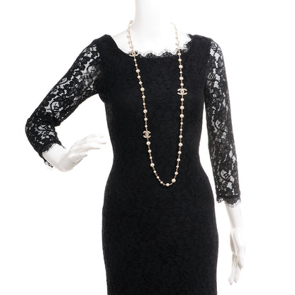 Chanel Crystal Pearl CC Long Necklace Gold 2 of 6