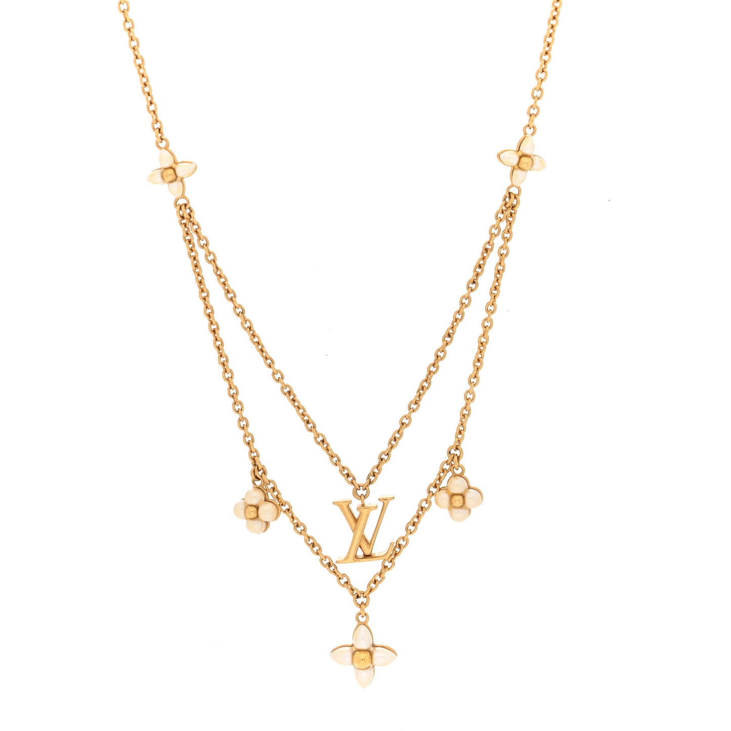 Pearl LV Floragram Necklace Gold