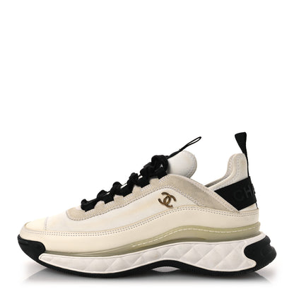 Chanel Velvet Calfskin Mixed Fibers CC Sneakers 40 Ivory Black 1 of 15