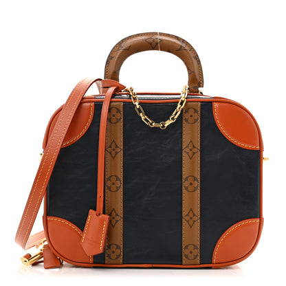 Louis Vuitton Calfskin Reverse Monogram Valisette PM Navy Caramel 1 of 12