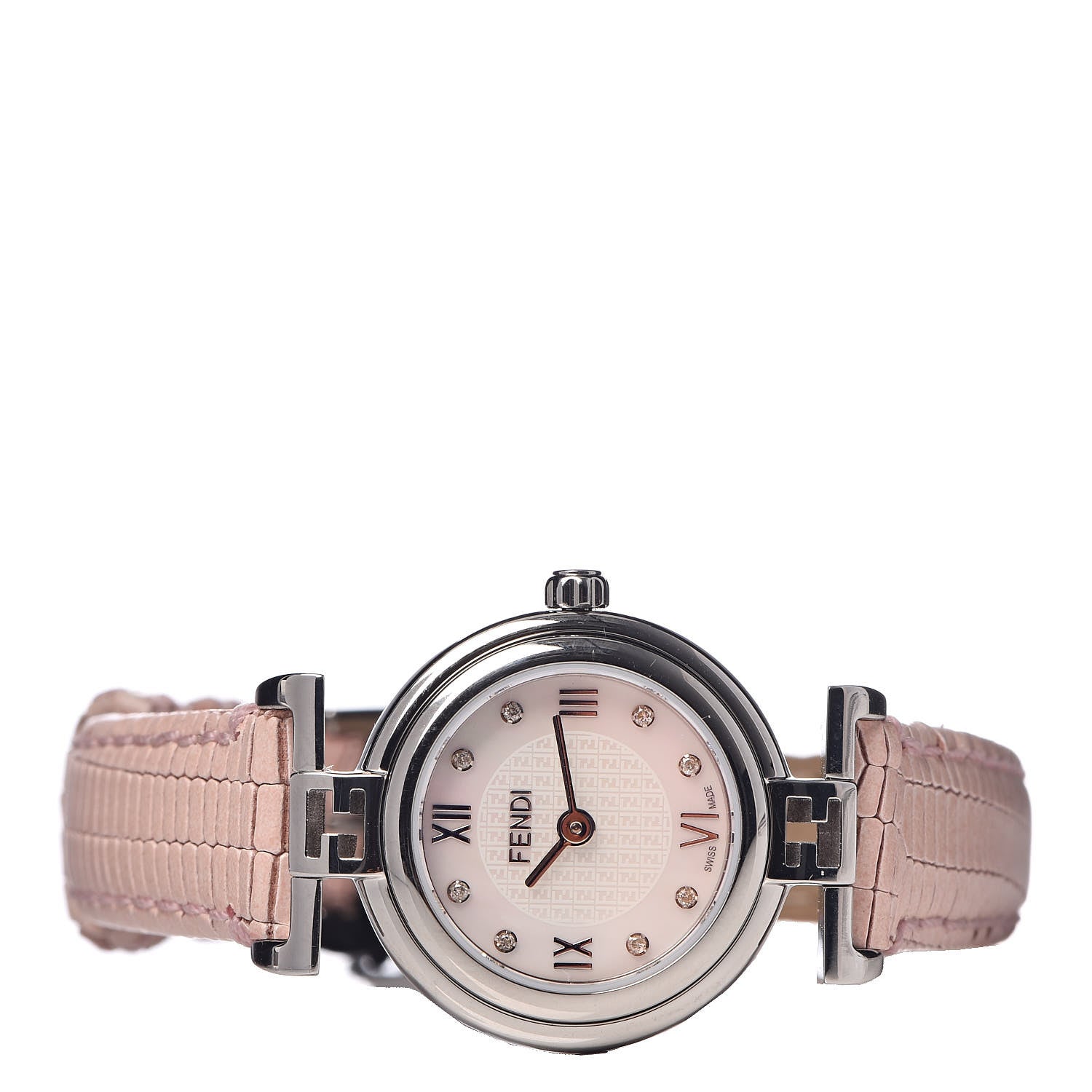 Fendi Stainless Steel Calfskin Diamond Pink Mother of Pearl 23mm Moda Quartz Watch 3 of 10