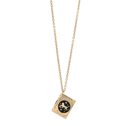 Chanel Metal CC Lion Book Locket Necklace Gold 1 of 4