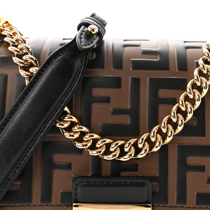Fendi Vitello Liberty Bi-Color FF 1974 Embossed Small Kan U Shoulder Bag Maya Black 8 of 10