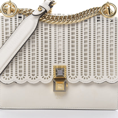 Fendi Vitello Grace Openwork Small Kan I Shoulder Bag White Ice 8 of 12