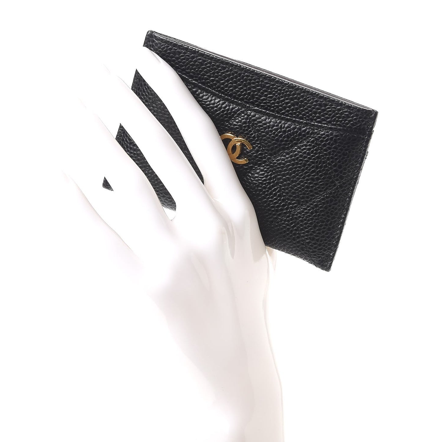 Caviar Quilted Card Holder Black