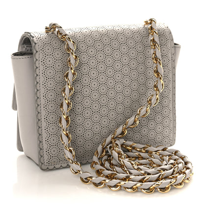 Salvatore Ferragamo Perforated Calfskin Mini Ginny Shoulder Bag Grey 3 of 8
