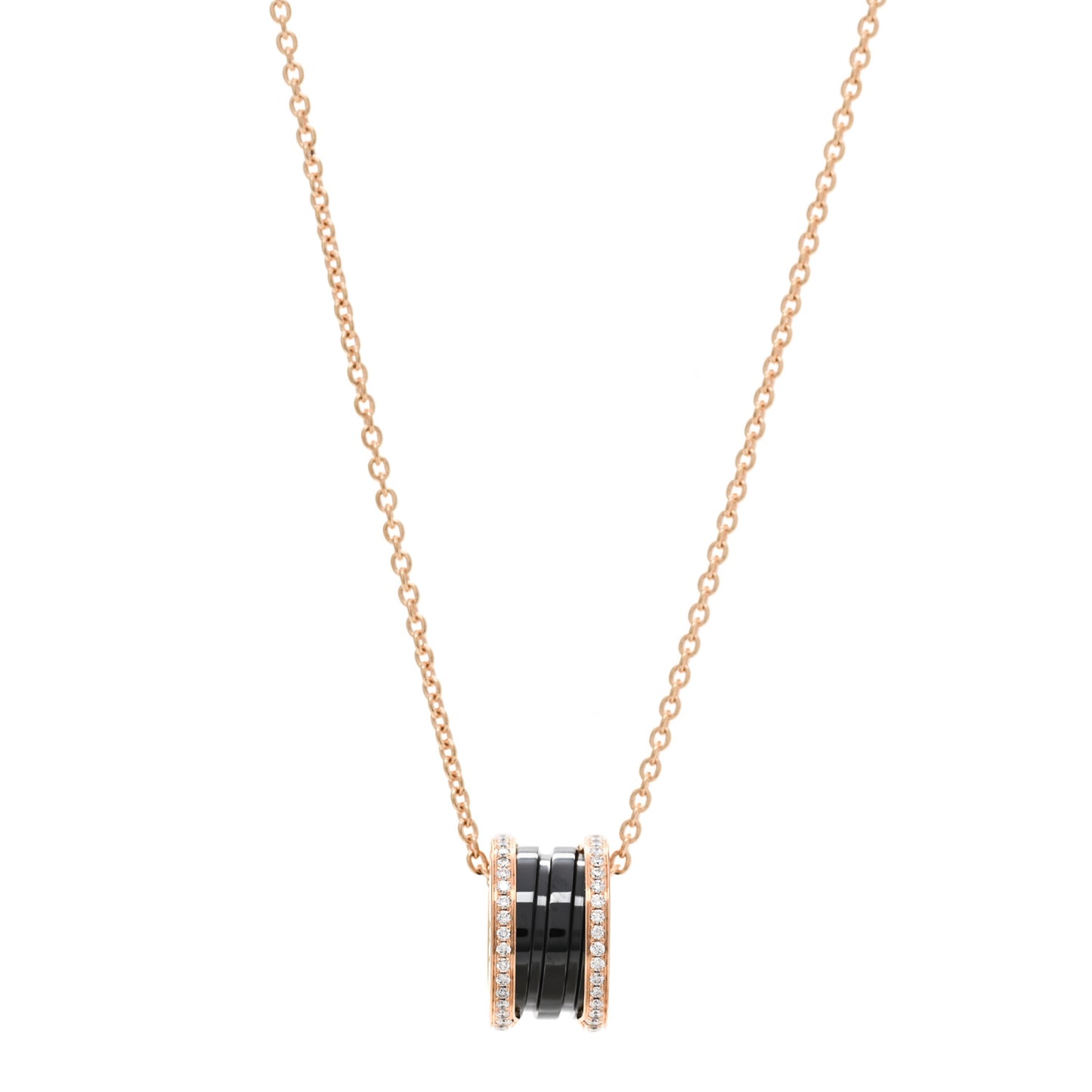 18K Rose Gold Black Ceramic Diamond B.Zero1 Pendant Necklace