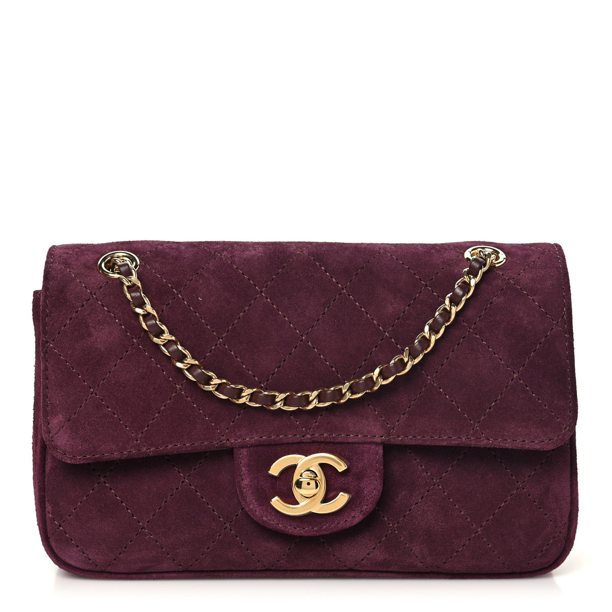 Suede Calfskin Mini Souplissimo Flap Burgundy