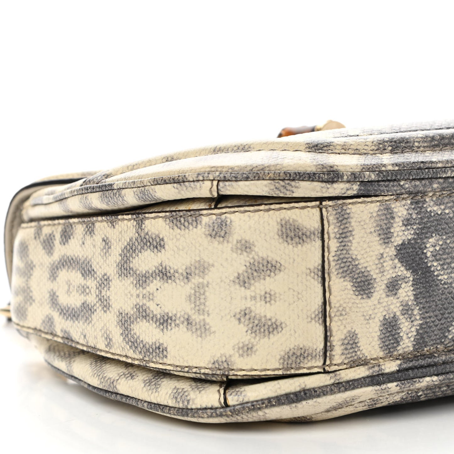 Calfskin Lizard Embossed Medium New Bamboo Top Handle Bag Grey