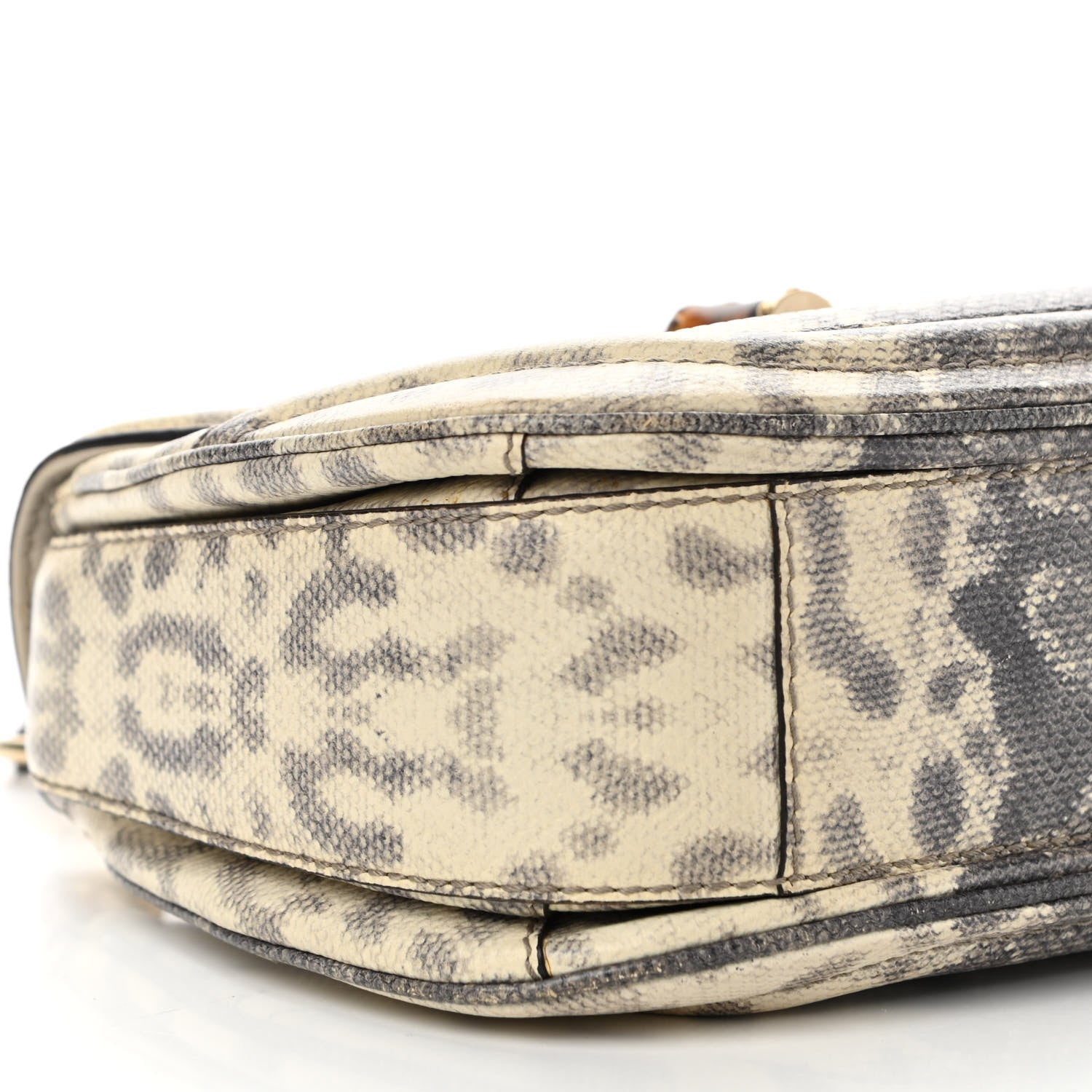 Gucci Calfskin Lizard Embossed Medium New Bamboo Top Handle Bag Grey 5 of 19