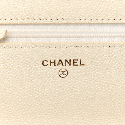 Chanel Shiny Caviar Quilted Chain Melody Wallet on Chain WOC White 6 of 14