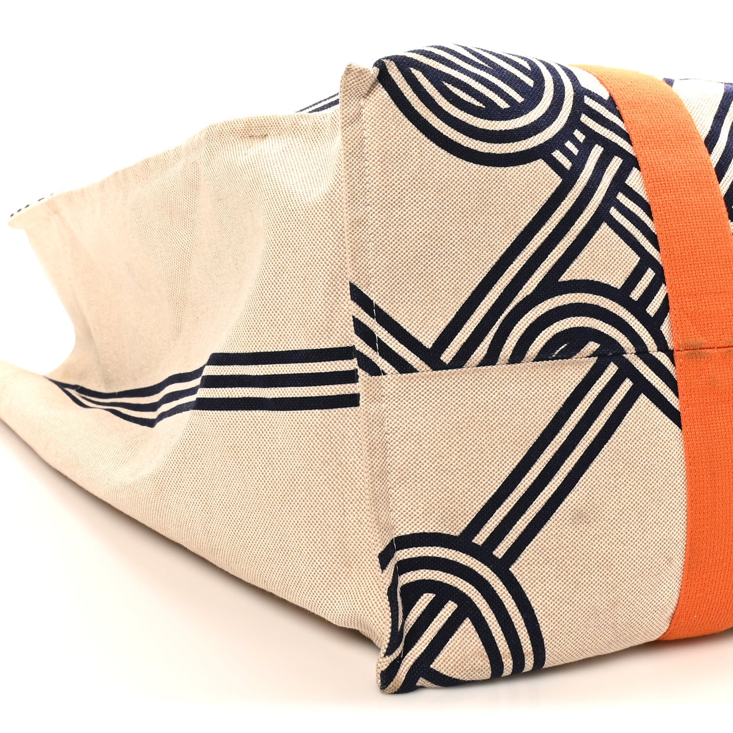 Cotton Canvas Noeuds Marins Beach Bag Orange Camel