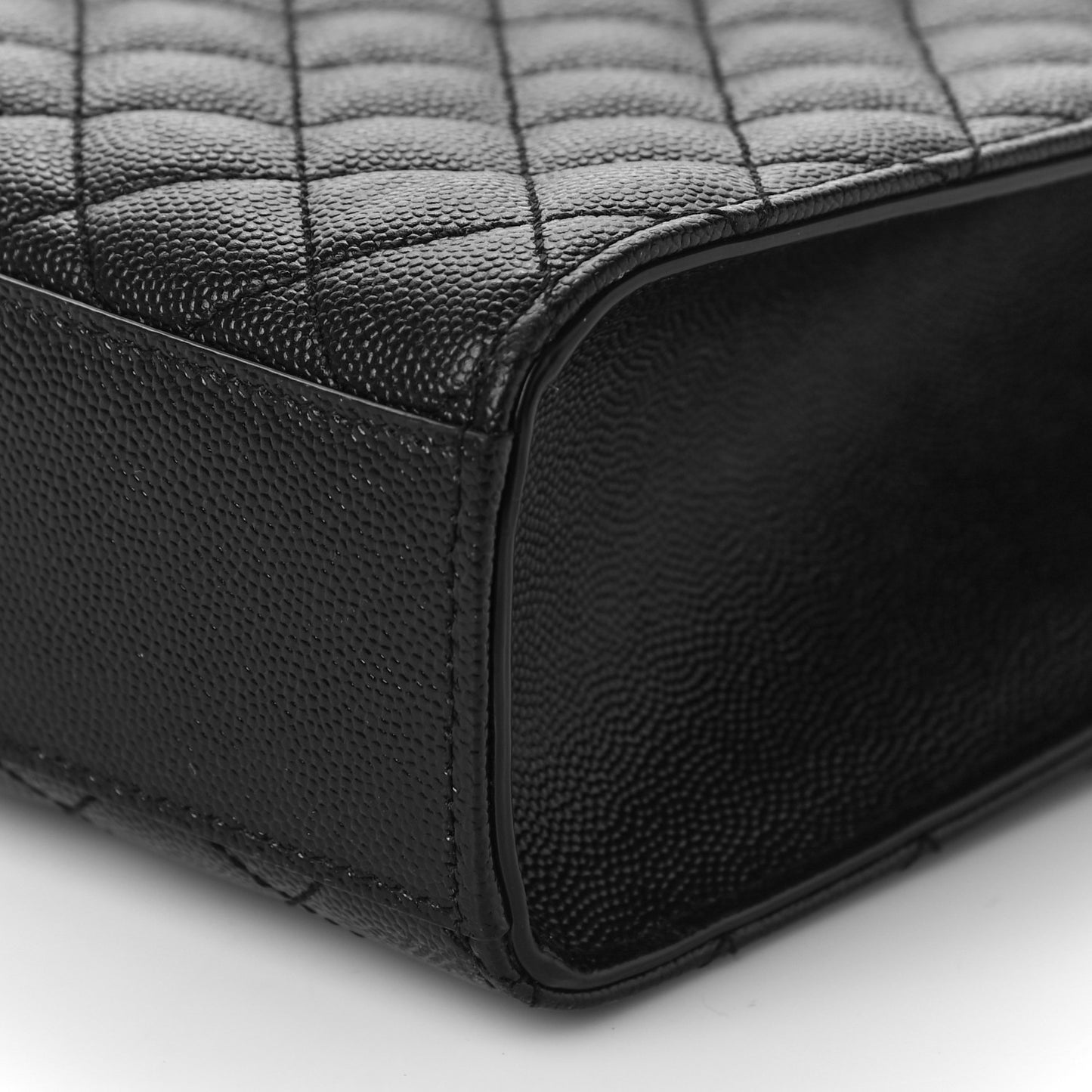 Grain De Poudre Textured Mixed Matelasse Large Triquilt Monogram Satchel Black