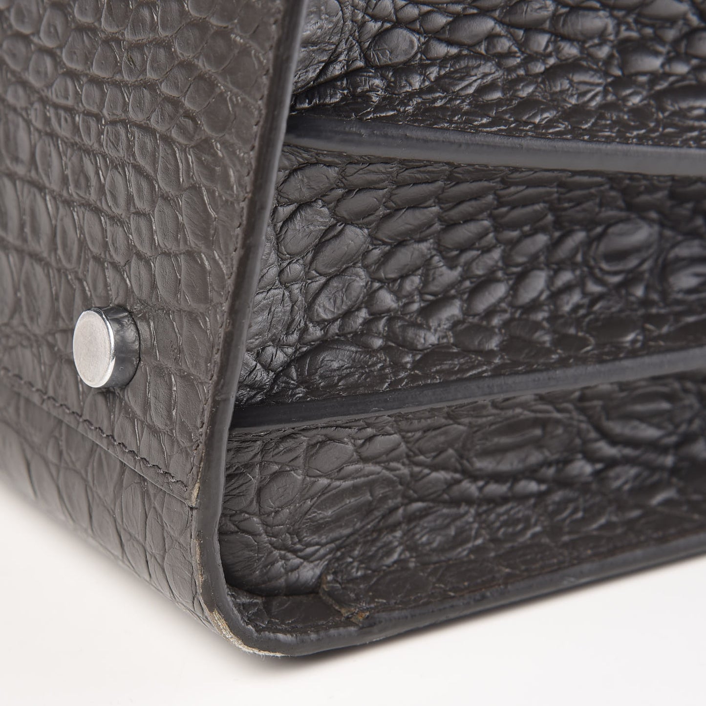 Calfskin Crocodile Embossed Small Sac De Jour Coal