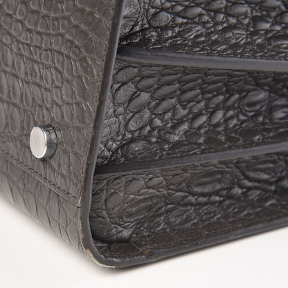 Saint Laurent Calfskin Crocodile Embossed Small Sac De Jour Coal 12 of 12