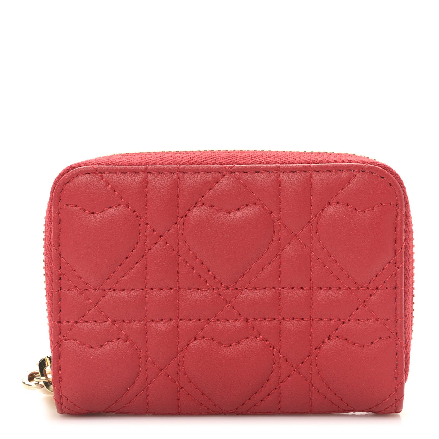 Lambskin Cannage Dioramour Small Lady Dior Voyageur Coin Purse Wallet Spicy Red