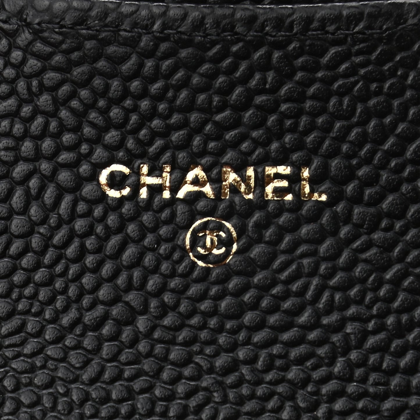 Caviar Quilted Flap Card Holder Wallet Black