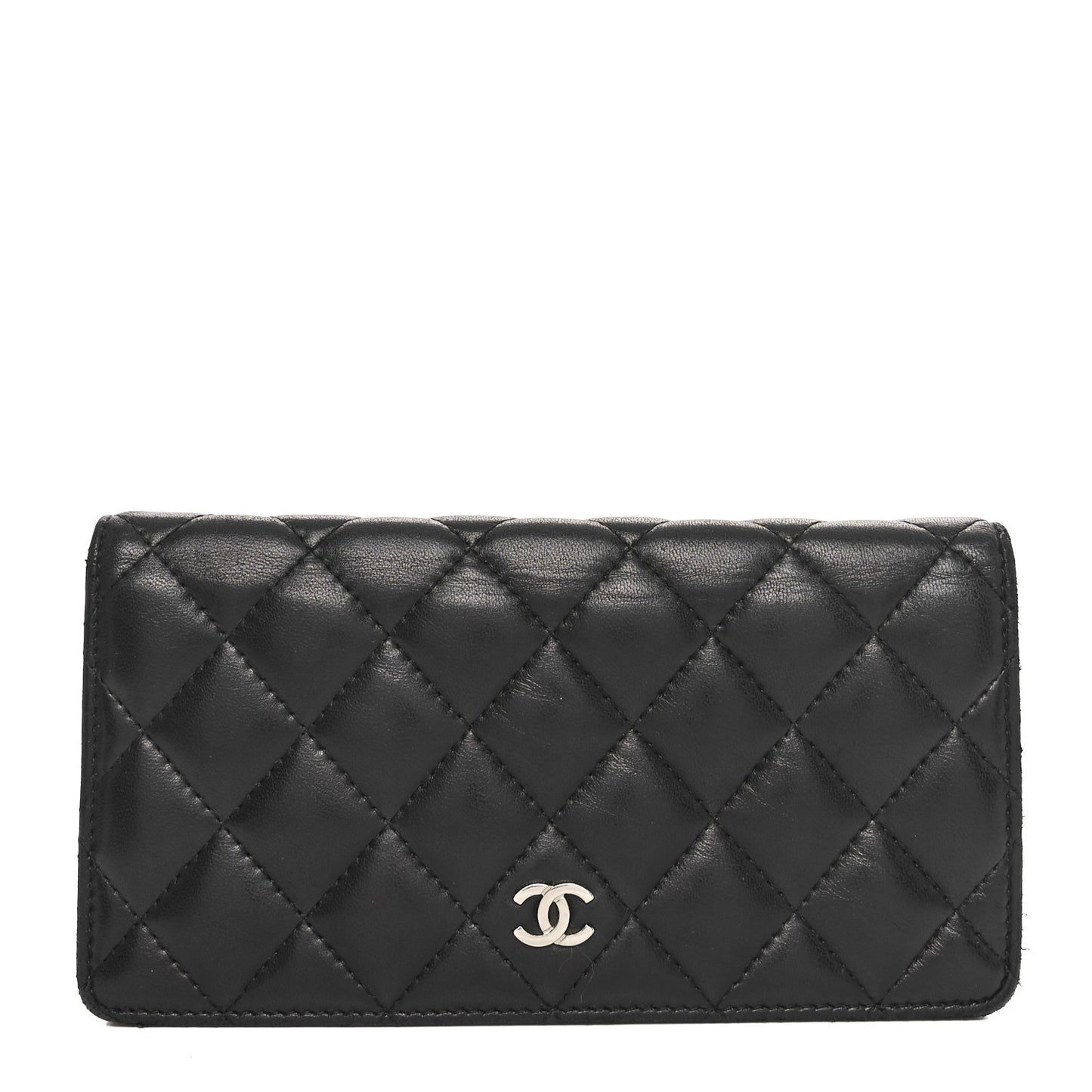 Lambskin Quilted Yen Wallet Black