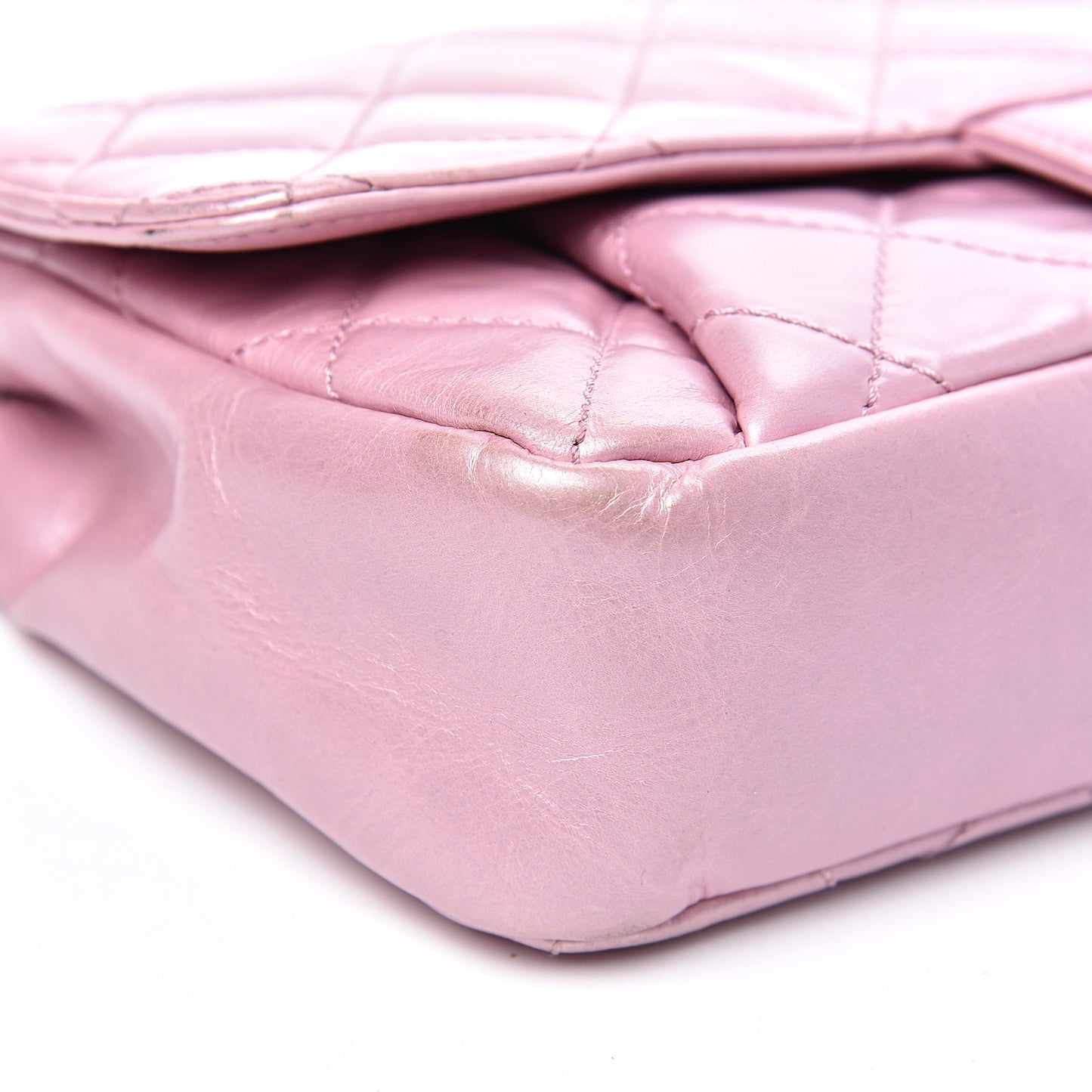Glazed Calfskin Quilted Coco Pleats Flap Pink