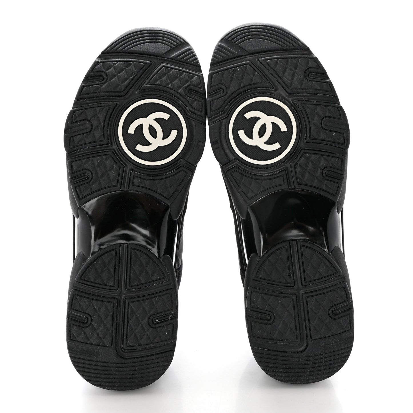 Fabric Calfskin Suede CC Sneakers 40.5 Black