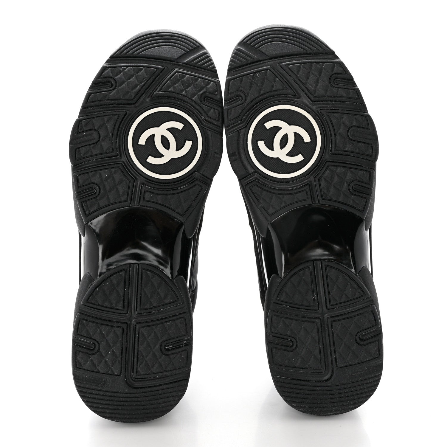 Chanel Fabric Calfskin Suede CC Sneakers 40.5 Black 5 of 8