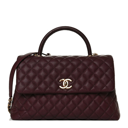 Chanel Caviar Lizard Quilted Medium Coco Handle Flap Burgundy 1 of 17