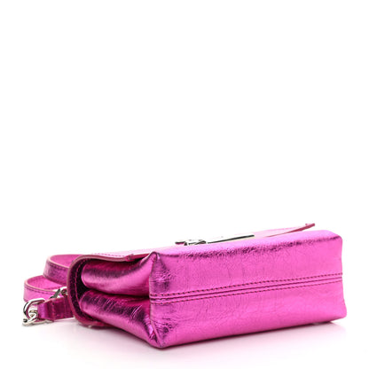Off-White Calfskin Metallic Small Binder Clip Crossbody Pink 4 of 14