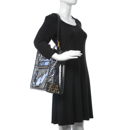 Fendi TPU FF Vitello Century Plexiglass Medium Runaway Shopper Tote Black 2 of 8