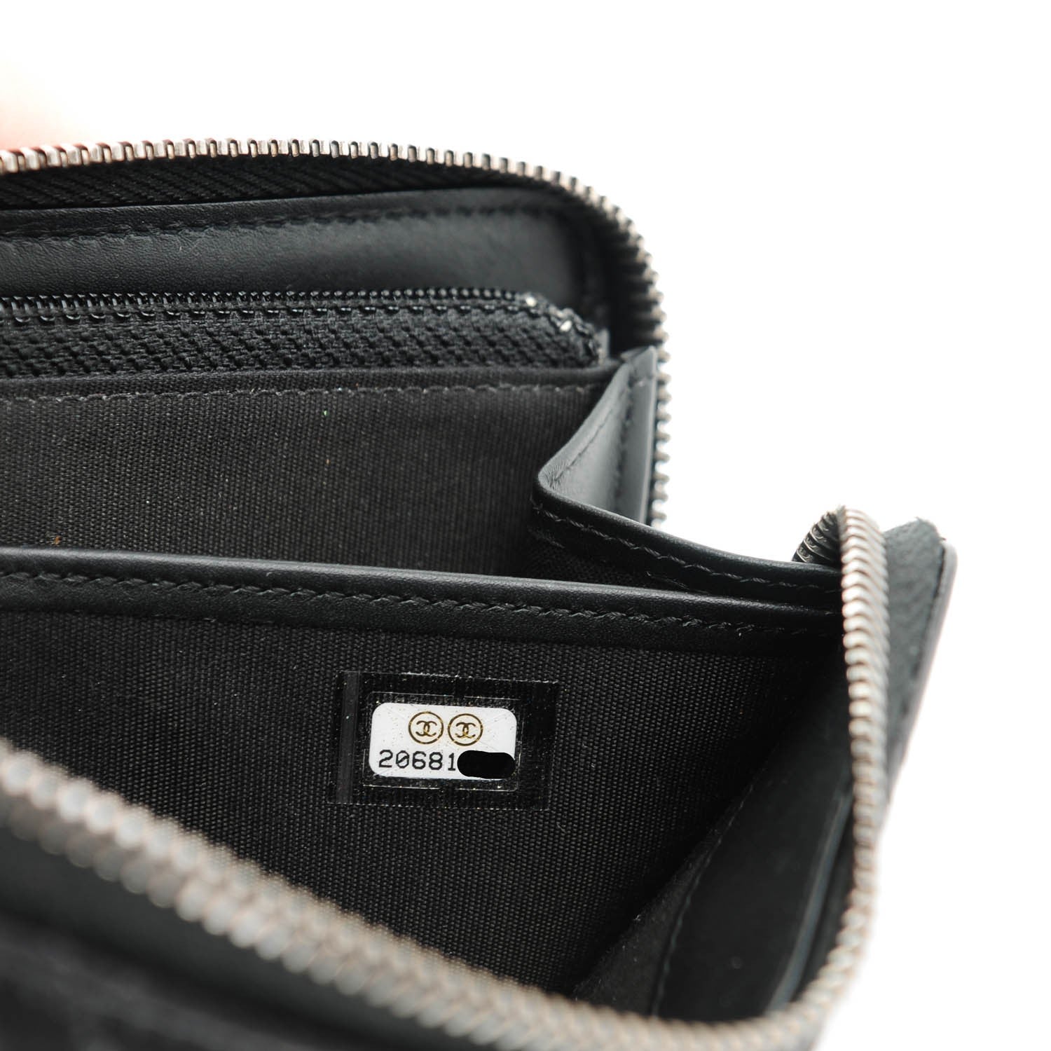 Chanel Glazed Calfskin Coco Boy Large Gusset Zip Around Wallet Black 8 of 8