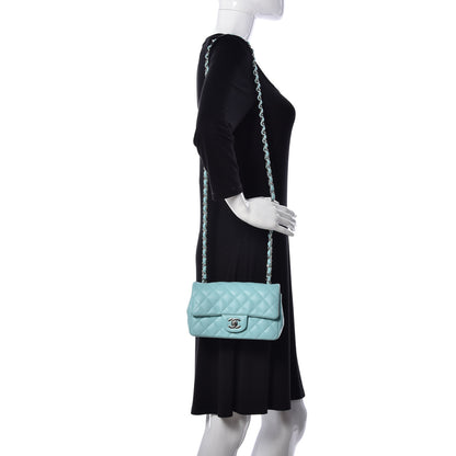 Chanel Lambskin Quilted Mini Rectangular Flap Neon Blue 2 of 12