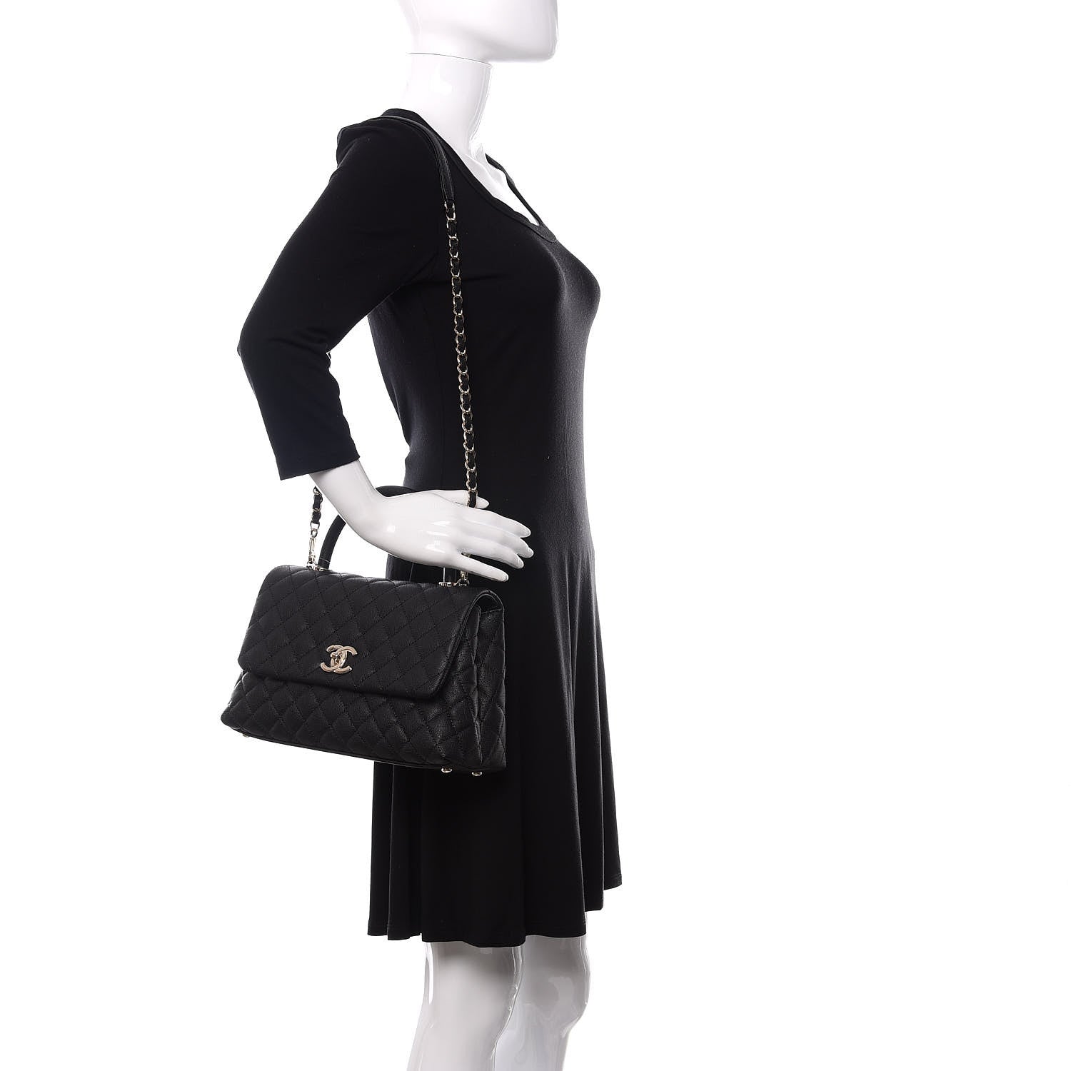 Chanel Caviar Quilted Small Coco Handle Flap Black 2 of 12
