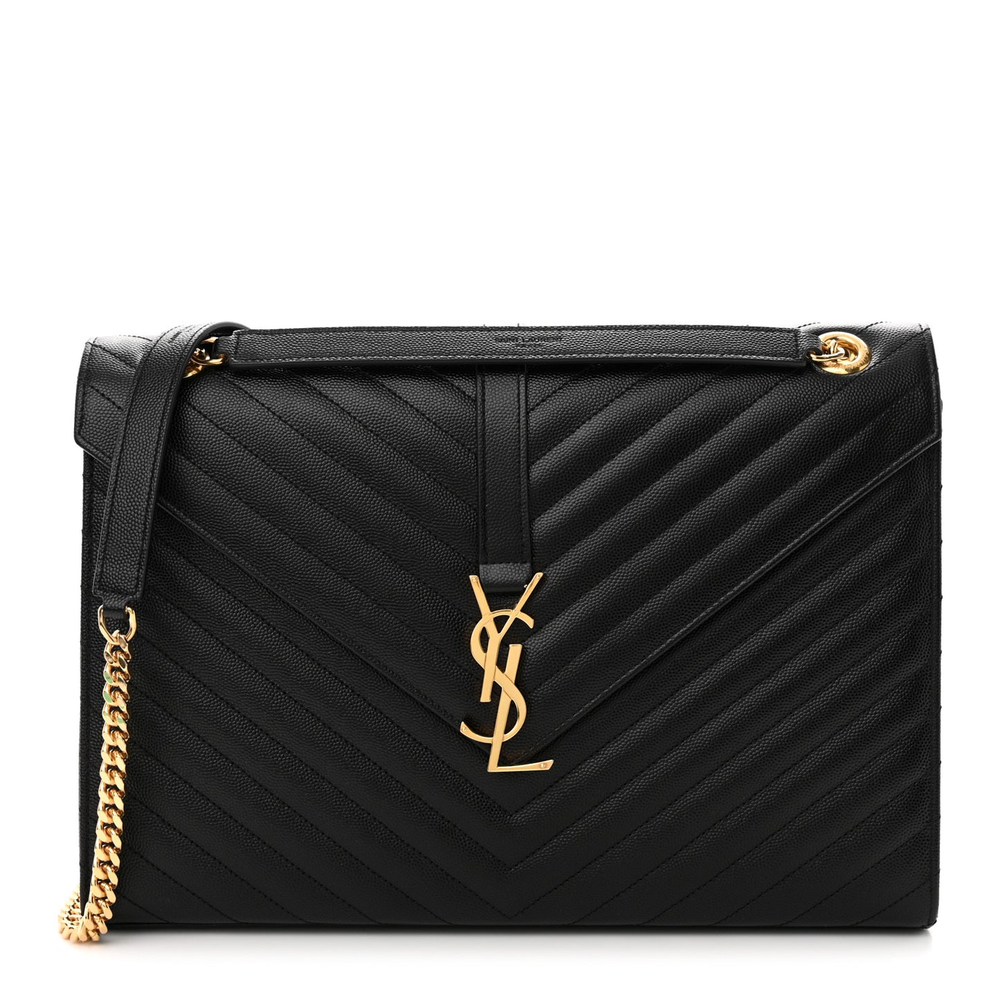 Grain De Poudre Matelasse Chevron Large Monogram Satchel Black
