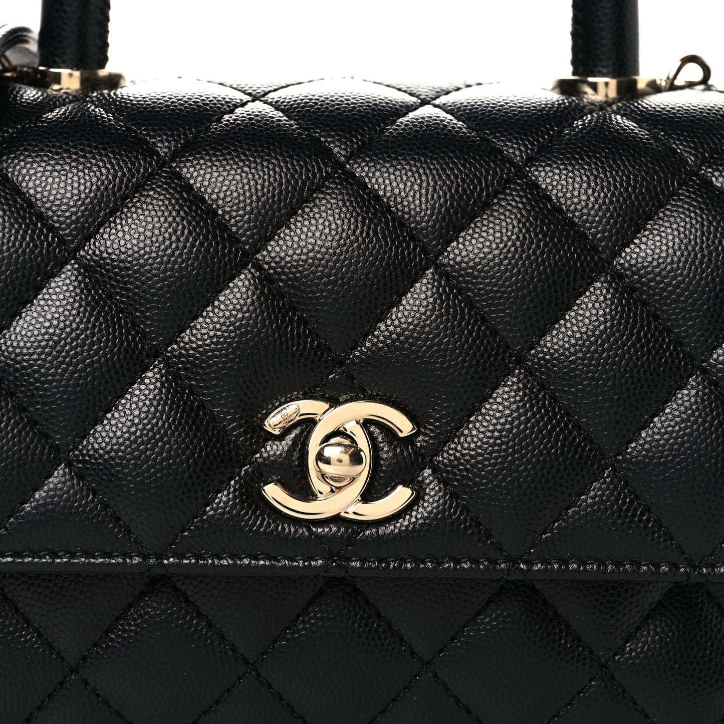 Caviar Quilted Mini Coco Handle Flap Black