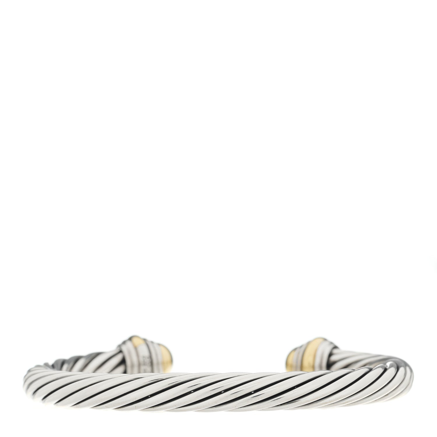 David Yurman Sterling Silver 14K Yellow Gold 7mm Cable Classics Dome Bracelet 2 of 3
